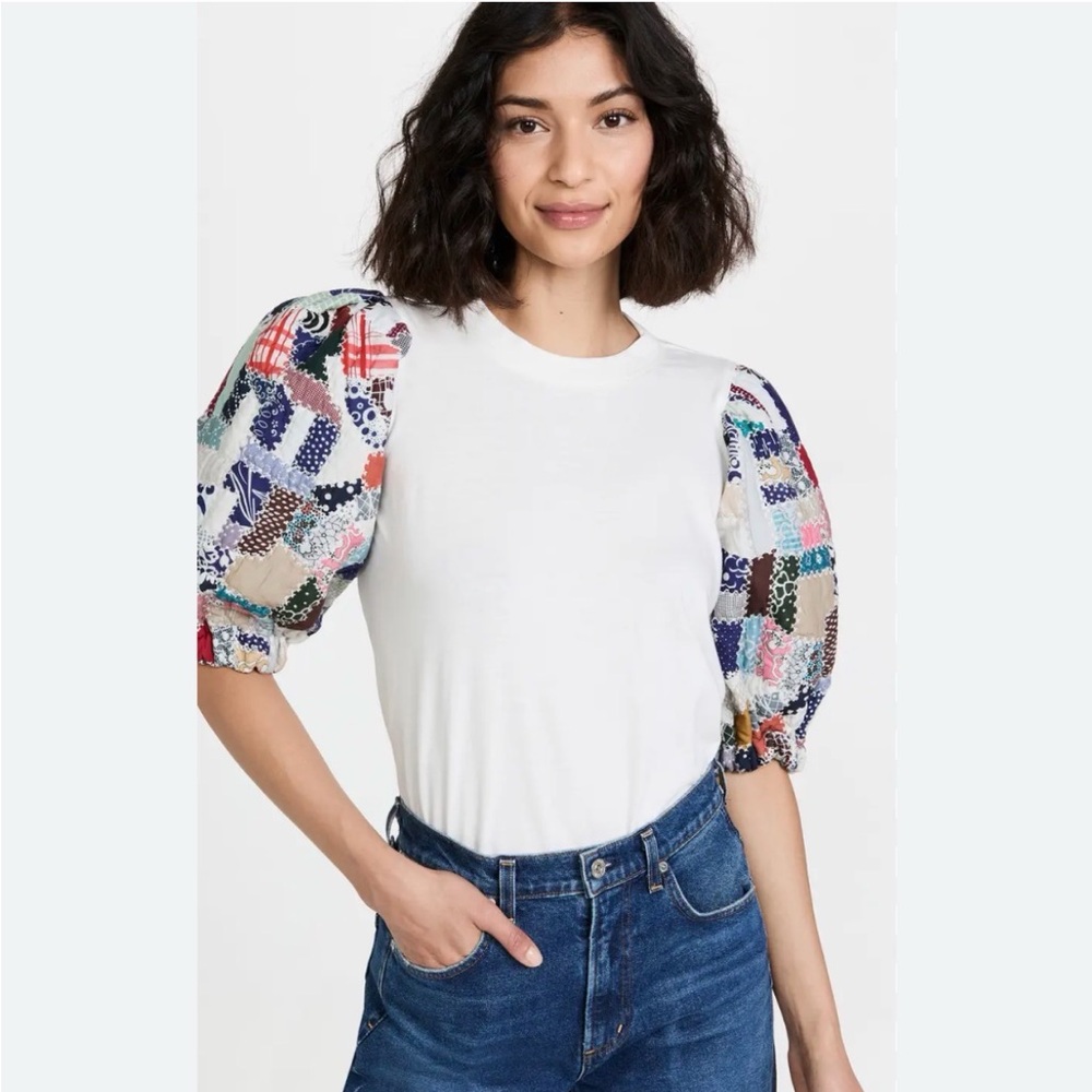 Sea New York Multicolor Patchwork Puff Sleeve tee Size XS